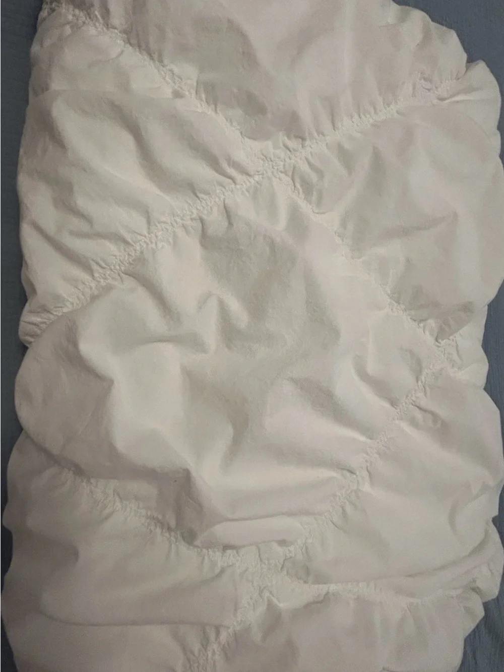 Pottery Barn Teen White Organic Cotton Diamond Rouched Duvet Cover, TWIN